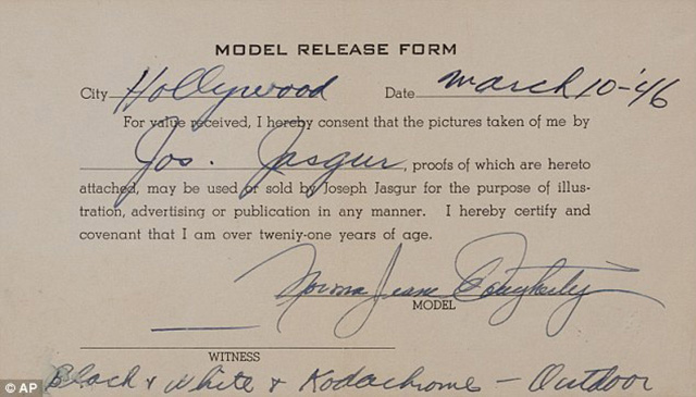 Marilyn Monroe release form