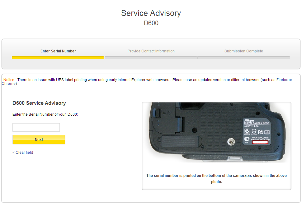 nikon d600 advisory